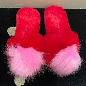 Fuzzy Red and Pink Slippers